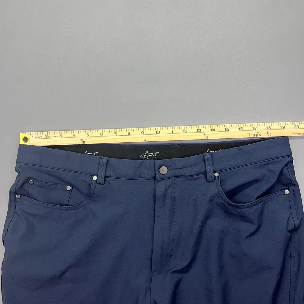Greg Norman Pants‎ Mens Size 39x29 Blue Jordan Trouser Mid Rise Golf Shark Navy